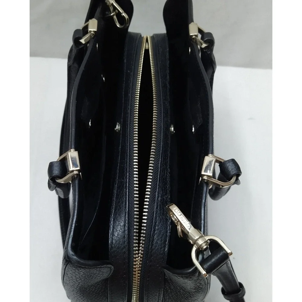 Kate Spade New York Black Leather Double Handles Zipper Closure Satchel Bag